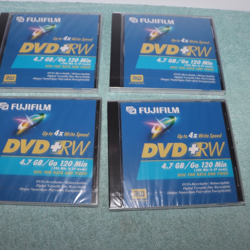Lot of 4 DVD-RW Fujifilm Discs  DVDs 120 Min 4.7GB Jewel Cases Brand New